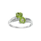 Genuine Peridot And Diamond-accent Sterling Silver Double-heart Ring