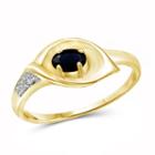 Womens Diamond Accent Genuine Sapphire Blue 14k Gold Over Silver Cocktail Ring