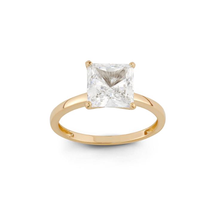 Diamonart Womens 3 Ct. T.w. Lab Created Princess White Cubic Zirconia 10k Gold Engagement Ring