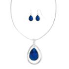 Mixit&trade; Silver-tone And Blue Resin Teardrop Earring And Pendant Necklace Set