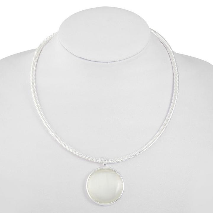 Liz Claiborne Womens White Round Pendant Necklace