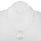 Liz Claiborne Womens White Round Pendant Necklace