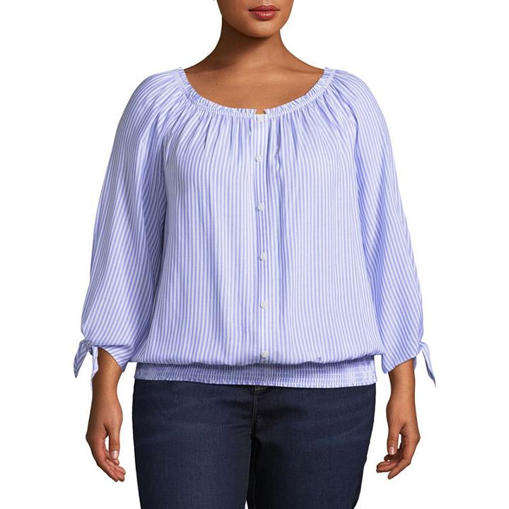 Alyx 3/4 Sleeve Stripe Peasant Top Plus