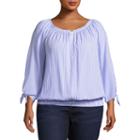 Alyx 3/4 Sleeve Stripe Peasant Top Plus