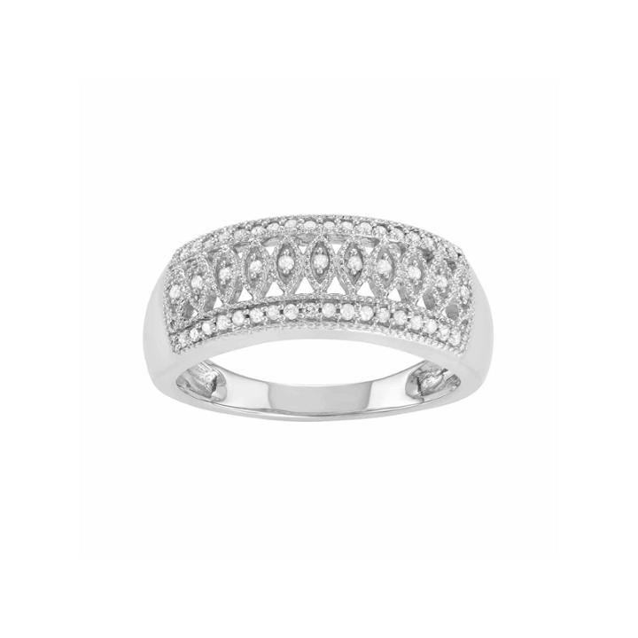 Womens 1/5 Ct. T.w. Genuine White Diamond Sterling Silver Band