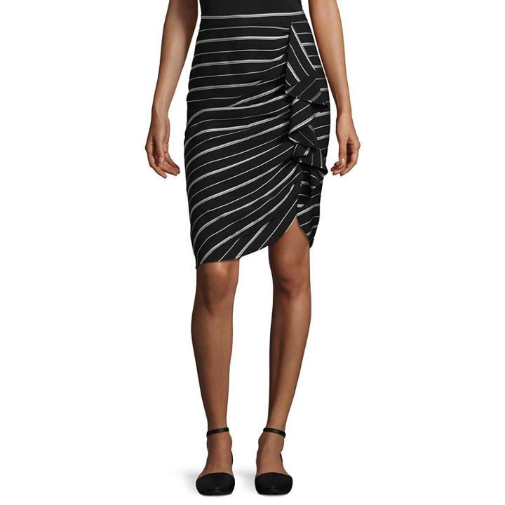 Worthington Striped Cascadeflounce Pencil Skirt