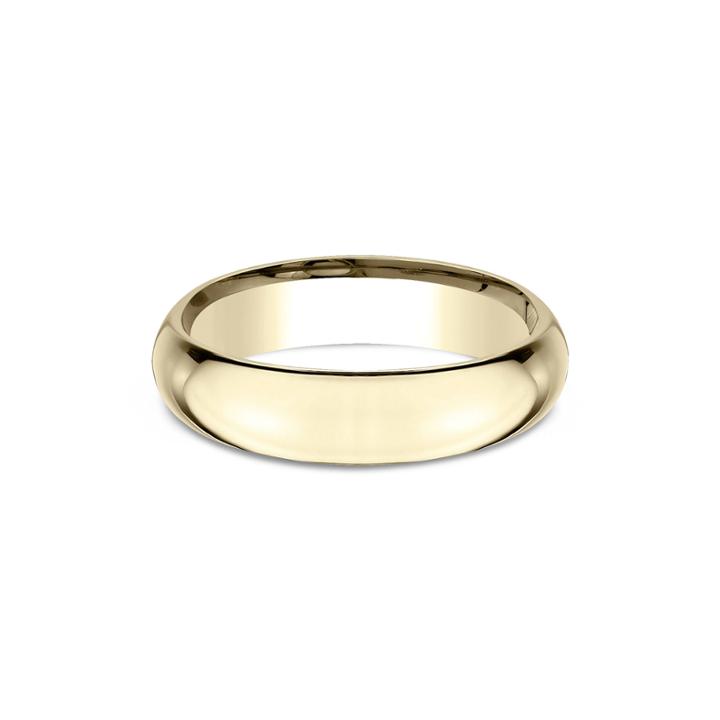 Mens 18k Yellow Gold 5mm High Dome Comfort-fit Wedding Band