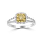 Womens 3/4 Ct. T.w. Color Enhanced Yellow Diamond 14k Gold Halo Ring