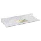 47.5-in. W 18.25-in. D Quartz Top With Backsplashin Bianca Carara Color For 3h4-in. Faucet - Biscuit Um Sink