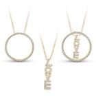 18k Gold Over Silver 3-in-1 Cubic Zirconia Circle Love Necklace