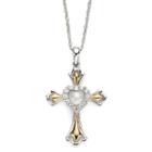 Cultured Freshwater Pearl & Lab-created White Sapphire Cross Pendant Necklace