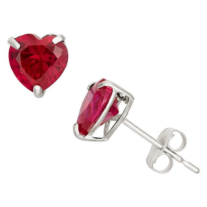 Lab Created Red Ruby 10k Gold 6.1mm Stud Earrings