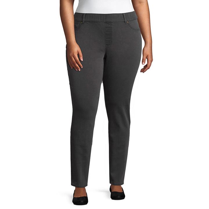 St. John's Bay Pull On Slim Leg Denim - Plus