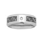 Mens Diamond-accent Wedding Band In Stainless Steel