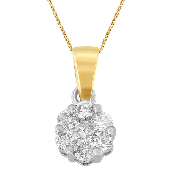 Womens 1/2 Ct. T.w. White Diamond 14k Two Tone Gold Pendant Necklace