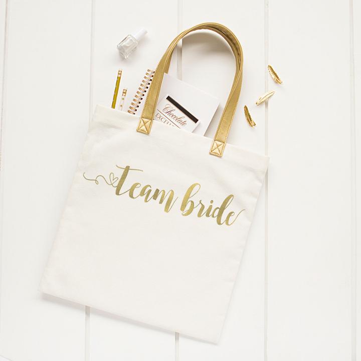Cathy's Concepts Gold Foil Team Bride Canvas Tote