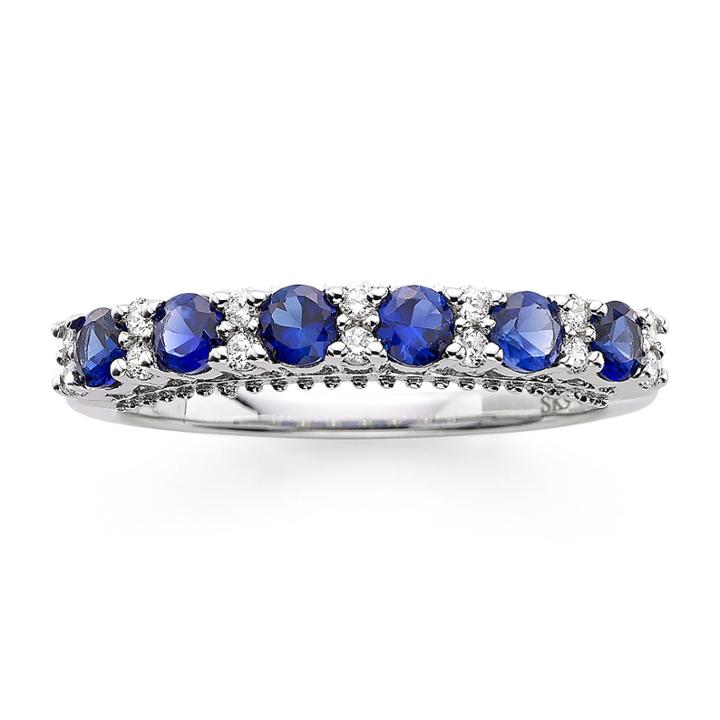 I Said Yes&trade; 1/7 Ct. T.w. Diamond And Lab-created Blue Sapphire 9mm Wedding Band