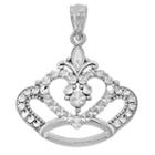 Sterling Silver Diamond-cut Crown Charm Pendant