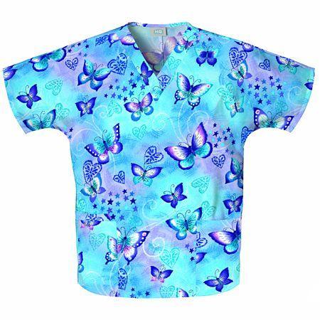 Cherokee Scrub H.q V-neck Print Top