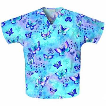 Cherokee Scrub H.q V-neck Print Top