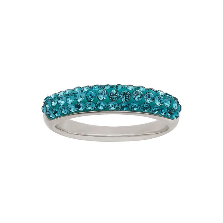 Womens Blue Crystal Sterling Silver Band