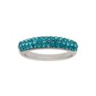 Womens Blue Crystal Sterling Silver Band