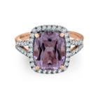 Genuine Rose De France And Lab-created White Sapphire 14k Rose Gold Over Silver Ring