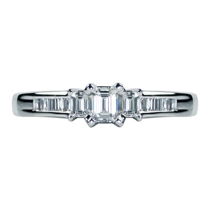 Womens 1/2 Ct. T.w. Genuine Emerald White Diamond 14k Gold Engagement Ring