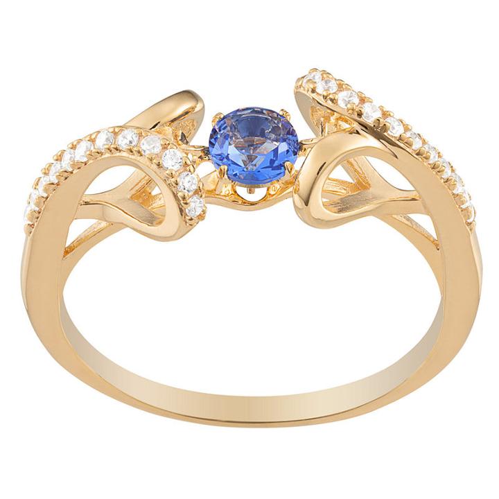 Personalized Womens Simulated Cubic Zirconia Multi Color 14k Gold Over Silver Cocktail Ring