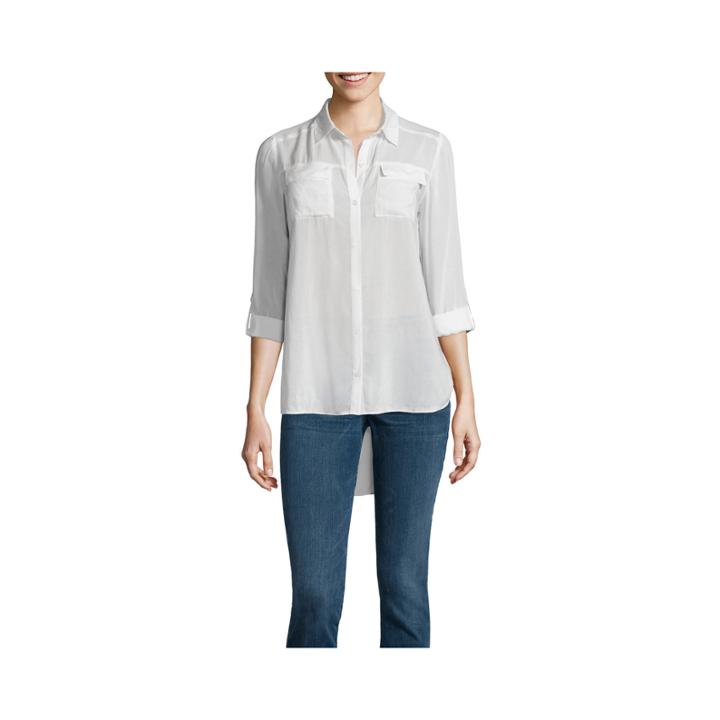 A.n.a 2 Pocket Tab Sleeve Blouse