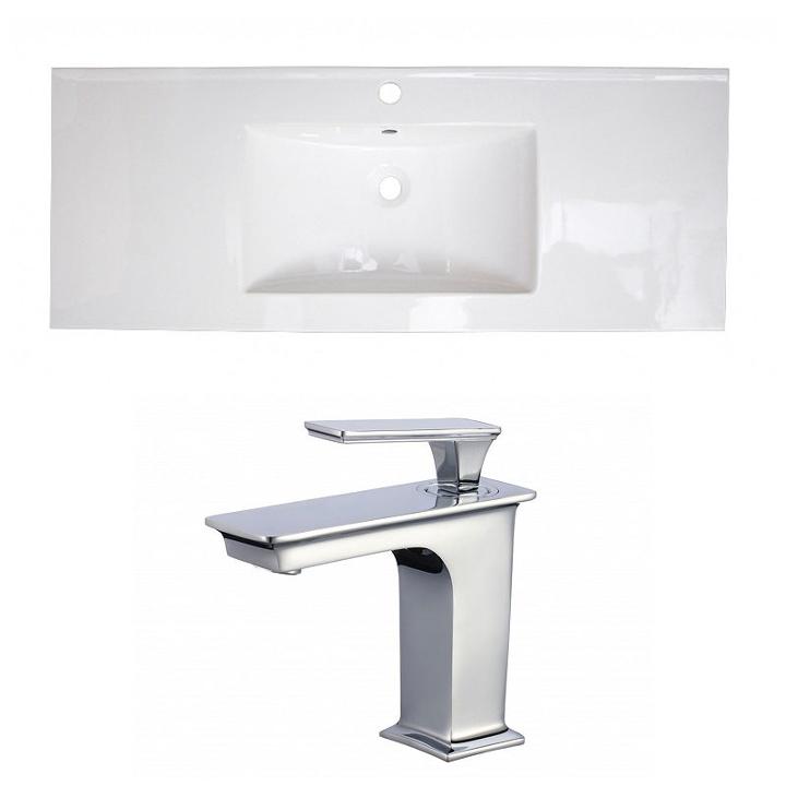 48.75-in. W 1 Hole Ceramic Top Set In White Color- Cupc Faucet Incl.