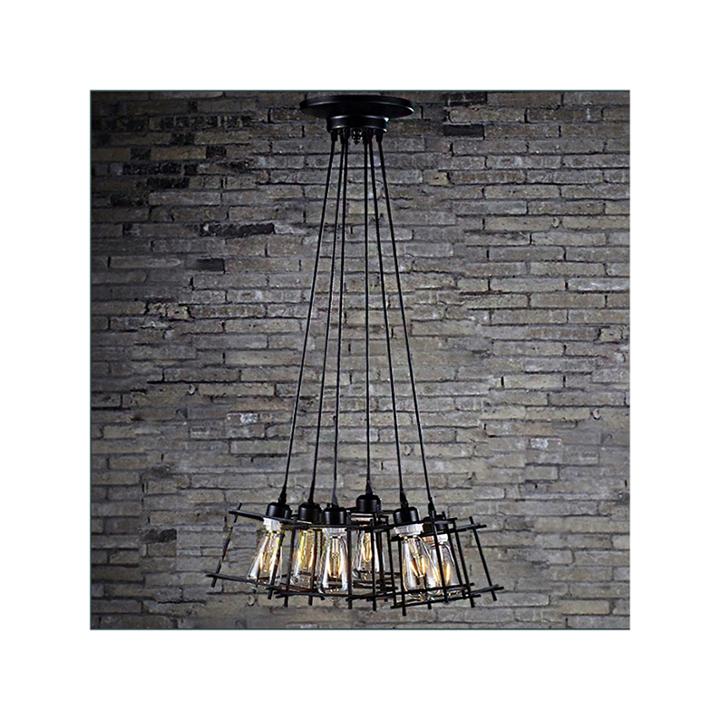 Titania 6-light Black Adjustable Cord 8-inch Edison Chandelier With Bulbs