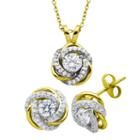 Diamonart 1 1/3 Ct. T.w. Cubic Zirconia 18k Gold Over Silver Jewelry Set