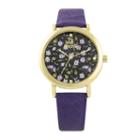 Decree Womens Floral Dial Purple Strap Vintage-style Watch