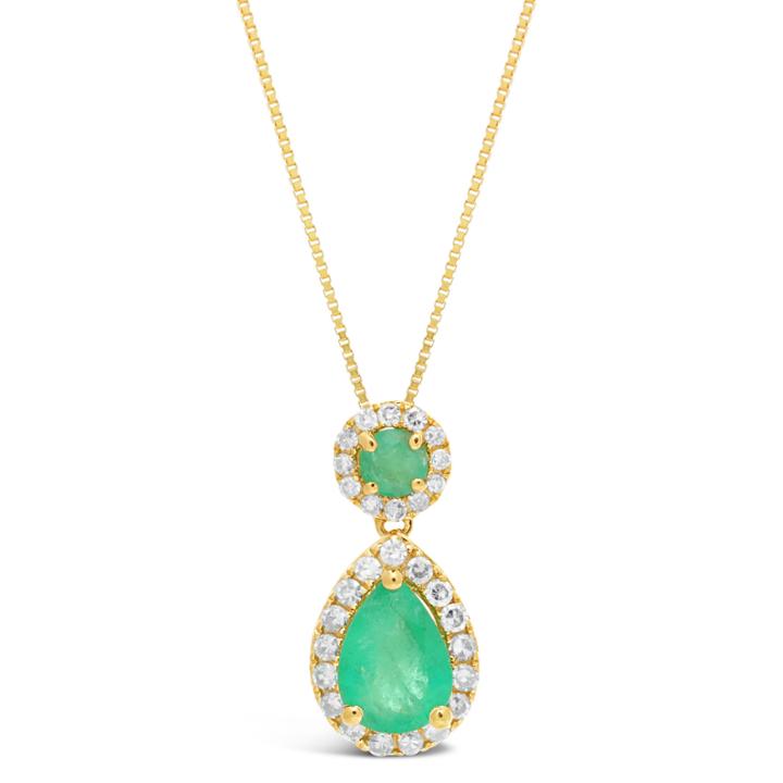 Womens 1/6 Ct. T.w. Green Emerald 10k Gold Pendant Necklace