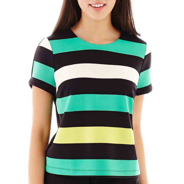 Worthington Short-sleeve Cropped Shell Top - Petite