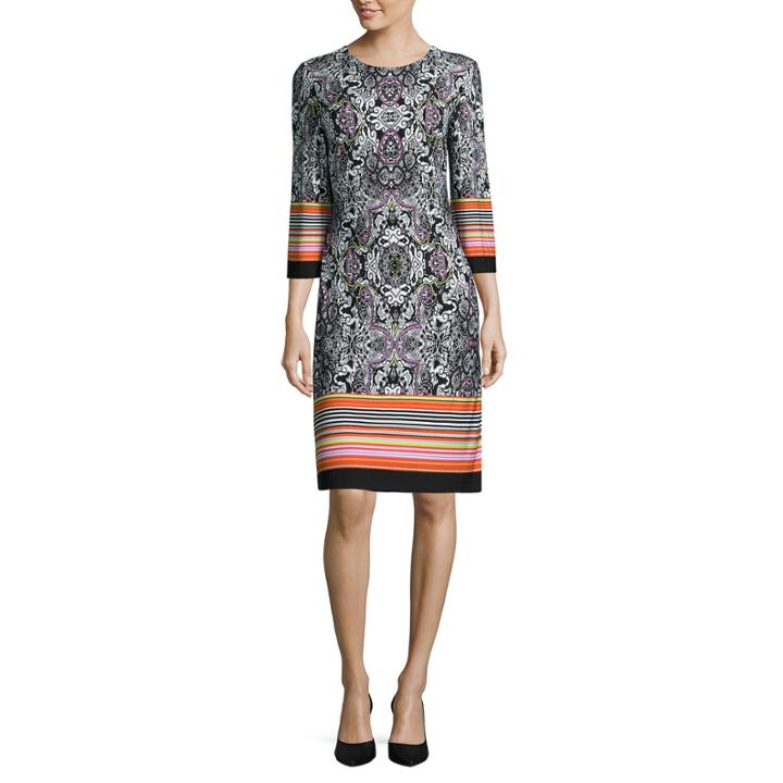 Rn Studio By Ronni Nicole 3/4-sleeve Paisley Medallion Shift Dress