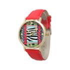 Olivia Pratt Womens Multi-color Pattern With Gold-tone Studs Dial Red Leather Watch 13628red