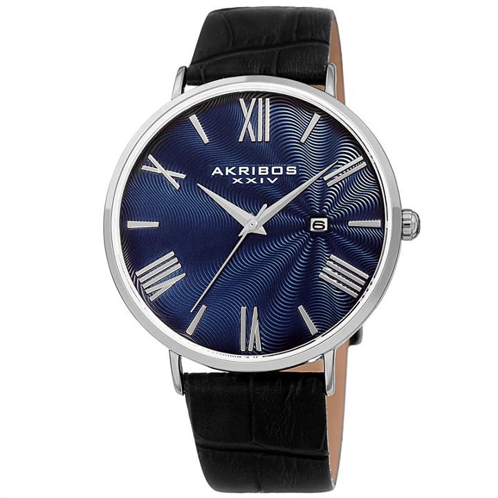 Akribos Xxiv Mens Black Strap Watch-a-1041ssbu