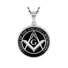 Mens Stainless Steel & Enamel Masonic Emblem Pendant Necklace