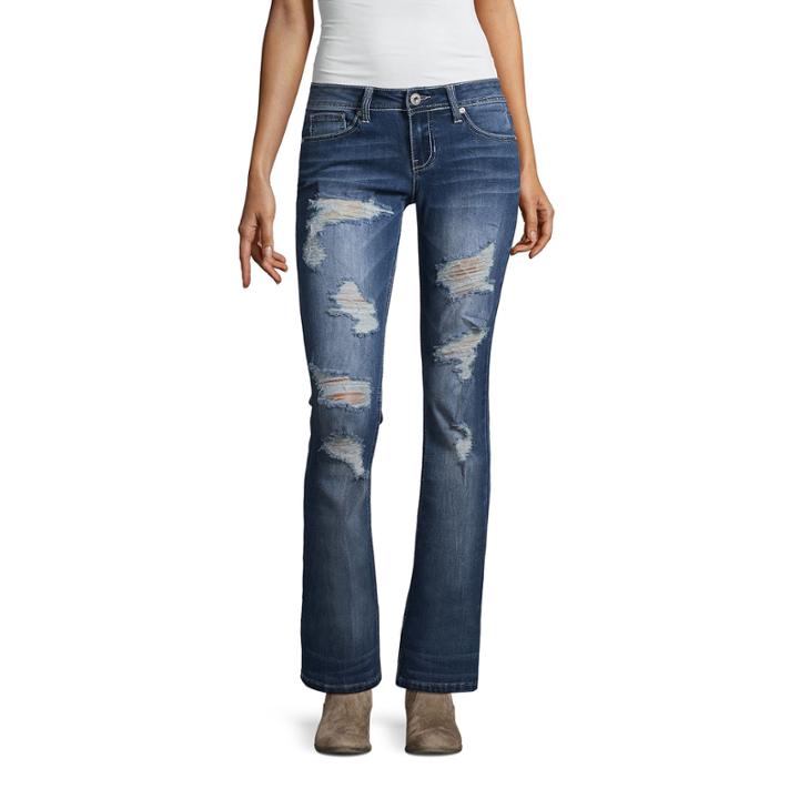 Hydraulic Destructed Slim Fit Bootcut Jeans-juniors