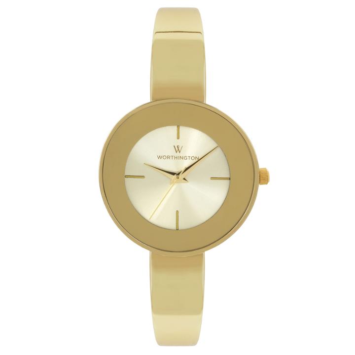 Worthington Womens Gold Tone Bangle Watch-wt00016-02
