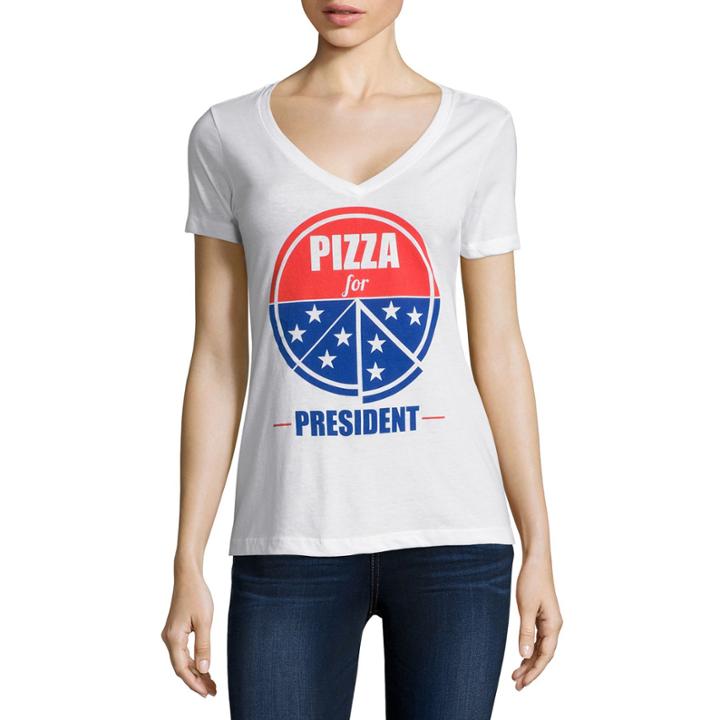 Short Sleeve V Neck T-shirt-womens Juniors