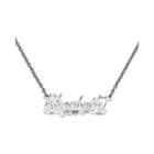 Personalized 12x35mm Diamond Cut Scroll Name Necklace