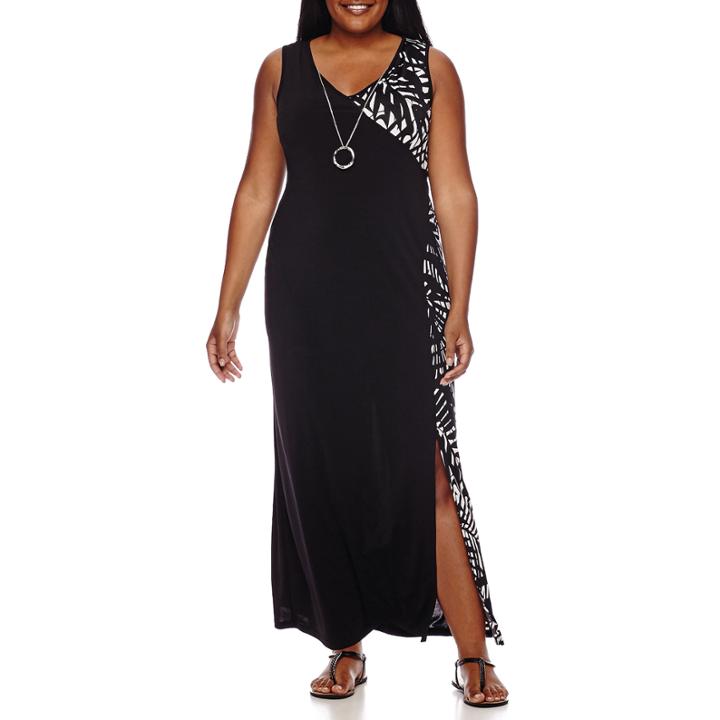 R & K Originals Sleeveless Necklace Maxi Dress - Plus