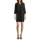 A.n.a. Notch Neck Pintuck Long Sleeve Floral Shift Dress