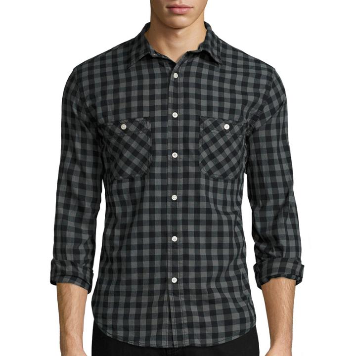 Arizona Long-sleeve Plaid Cotton Poplin Shirt