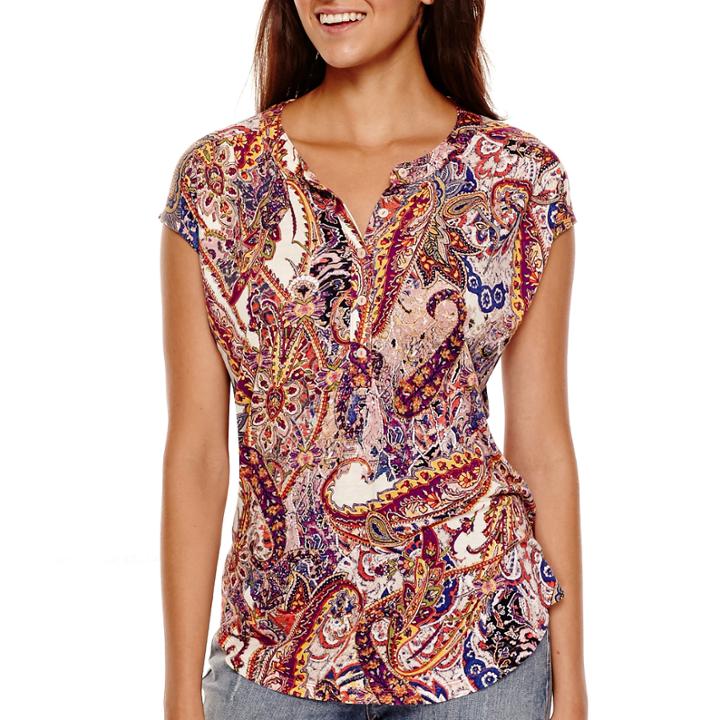 Liz Claiborne Short-sleeve Paisley Print T-shirt