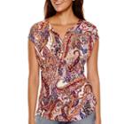 Liz Claiborne Short-sleeve Paisley Print T-shirt