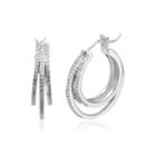 1/4 Ct. T.w. Diamond Sterling Silver Triple-hoop Earrings